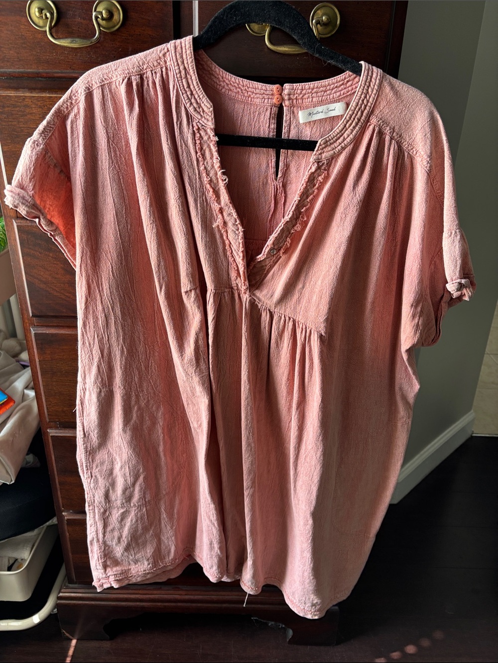 Boho V-Neck Peasant Top/tunic- Dusty Rose